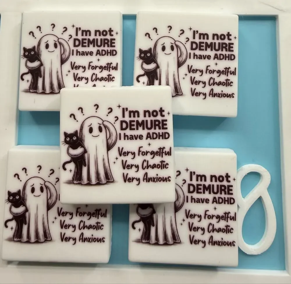 5 Silicone Focal Beads ADHD Ghost Cat Funny Quote Beads for Pens Keychains Craft